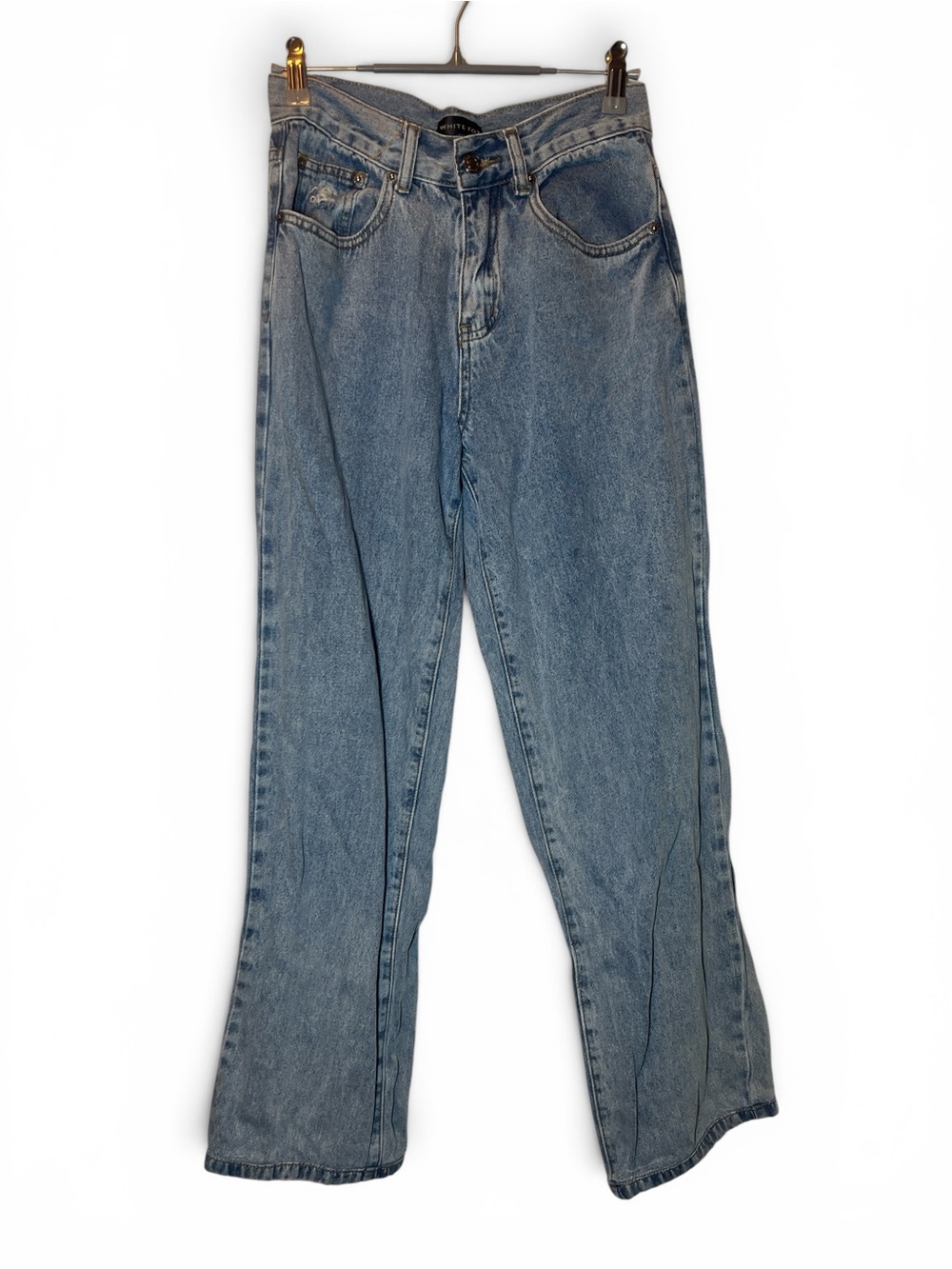 White Fox Classic Light Wash‎ Straight Leg Jeans Distressed Ripped Rocker XXS